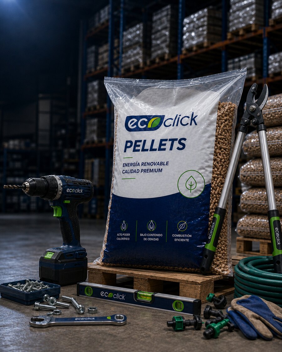 Productos Ecoclick de ferretería, pellets y línea agrícola